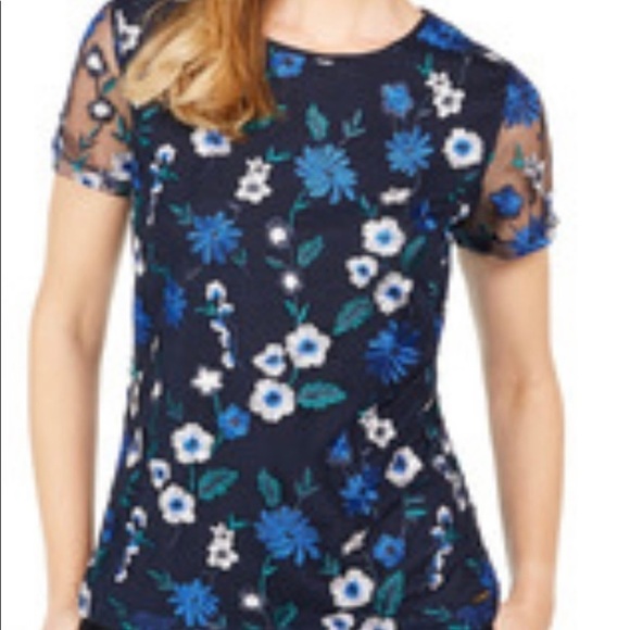 NEW Calvin Klein Blouse, Floral and Sheer - Picture 1 of 7
